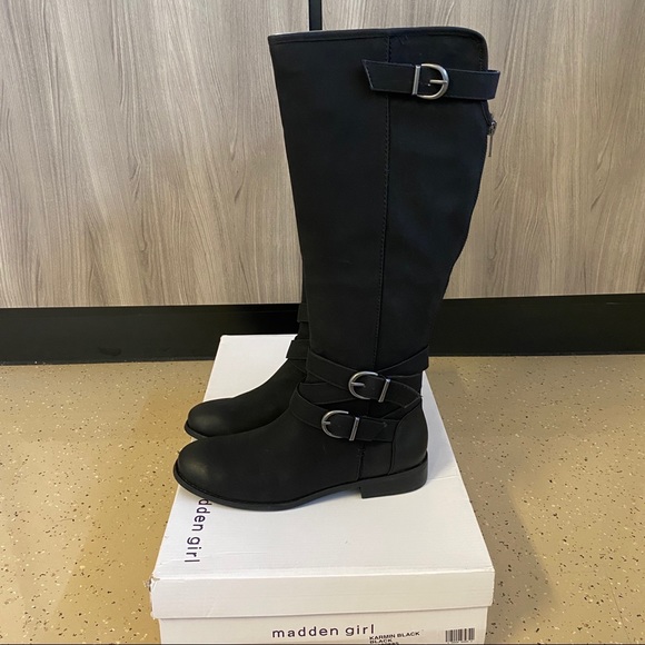 NEW Madden Girl Karmin Black Tall Boots Knee High - Picture 3 of 8